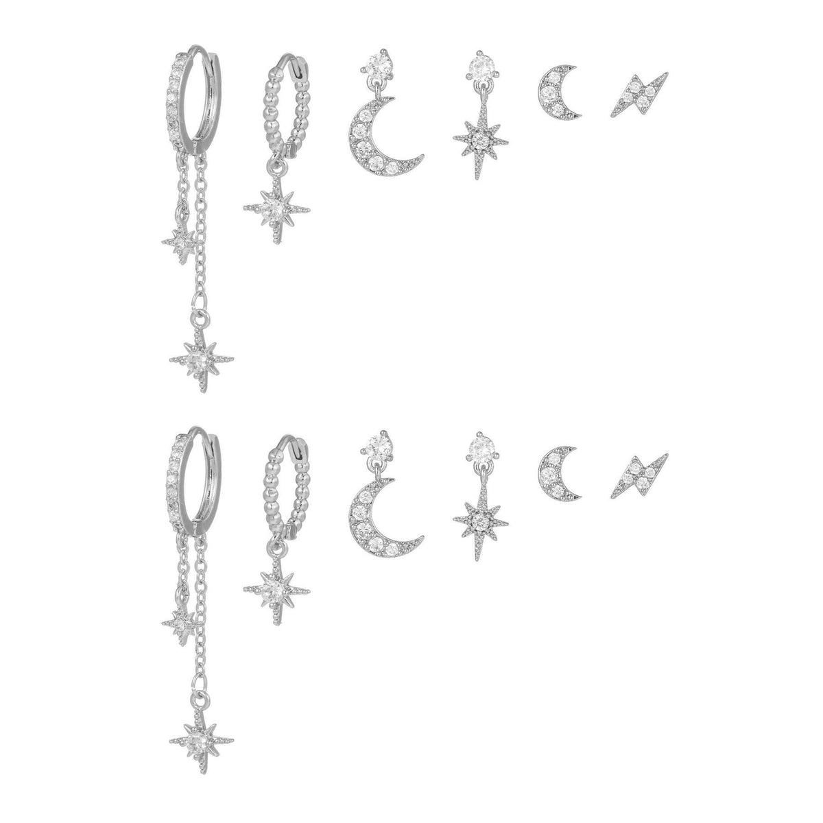FITINY Celestial Star & Moon Earring Set — 6 or 12 Pieces