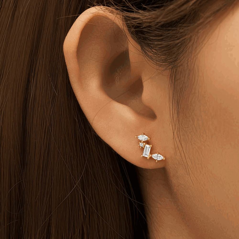 Dloria Celestial CZ Cluster Stud Earrings