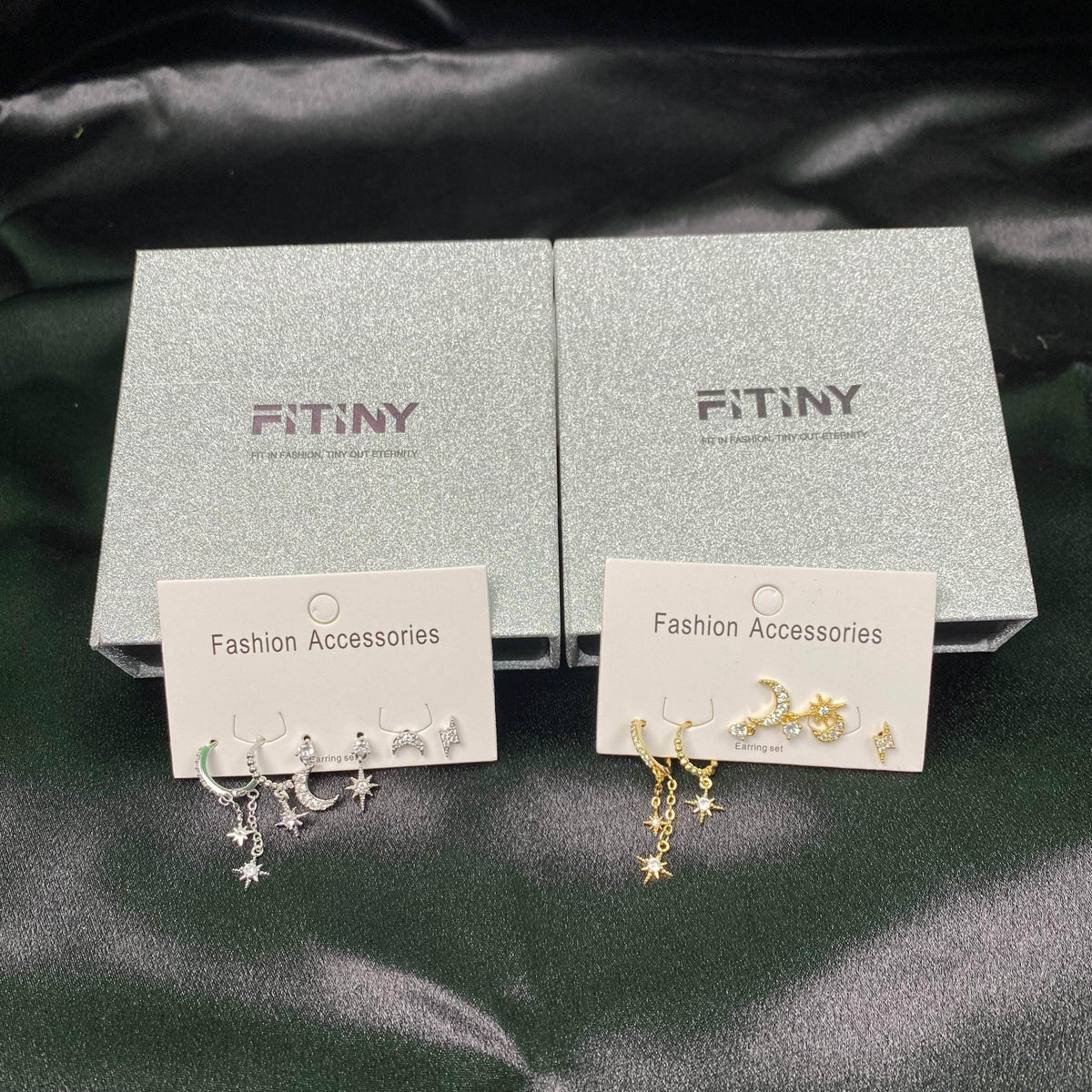 FITINY Celestial Star & Moon Earring Set — 6 or 12 Pieces