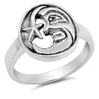 Luna Moon Face & Stars Sterling Silver Ring — My Ring Guru