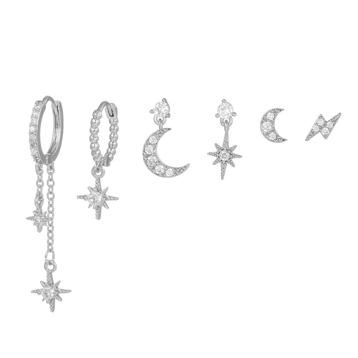 FITINY Celestial Star & Moon Earring Set — 6 or 12 Pieces