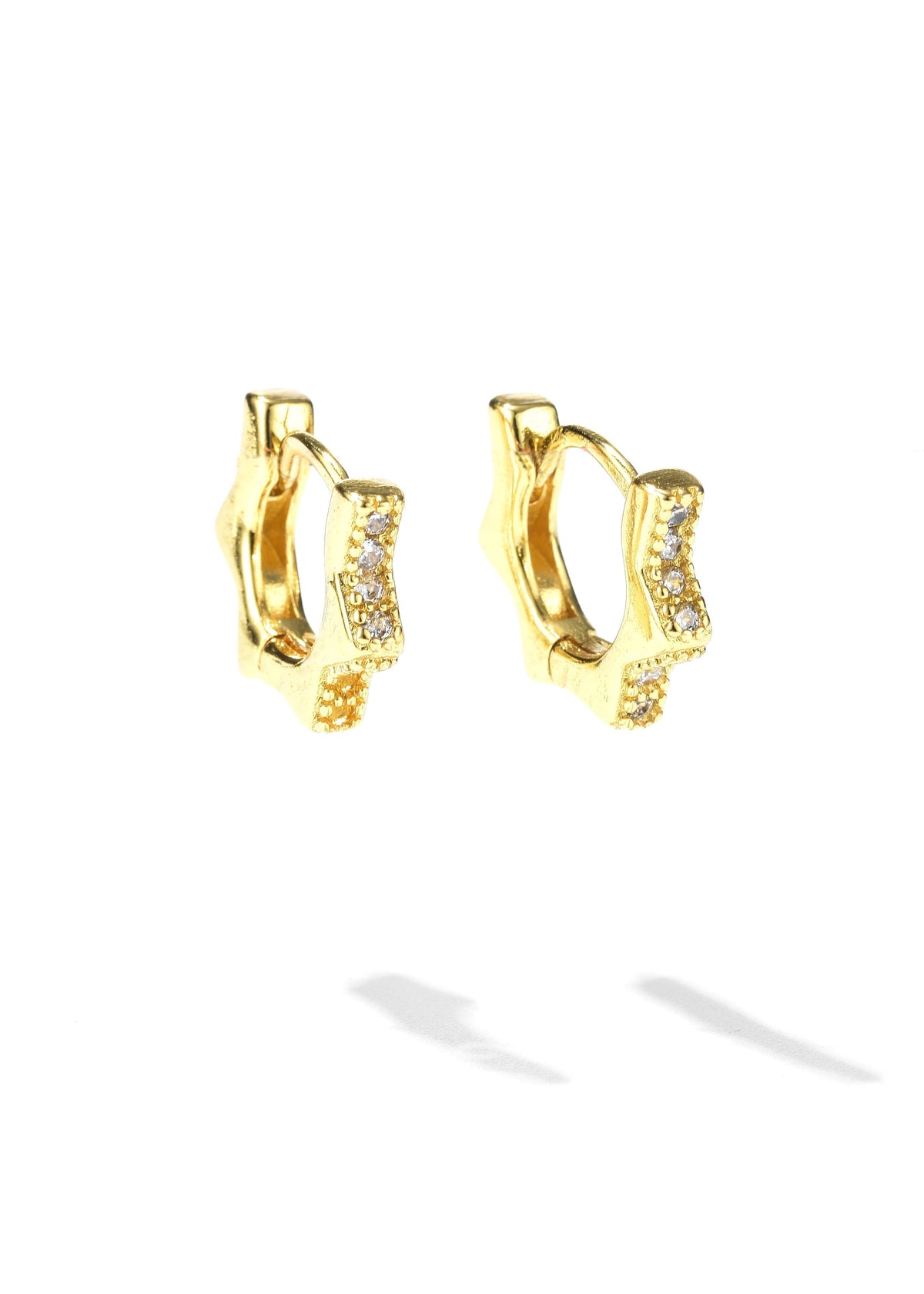 Original product photograph: Starburst Huggie Hoops — Gold