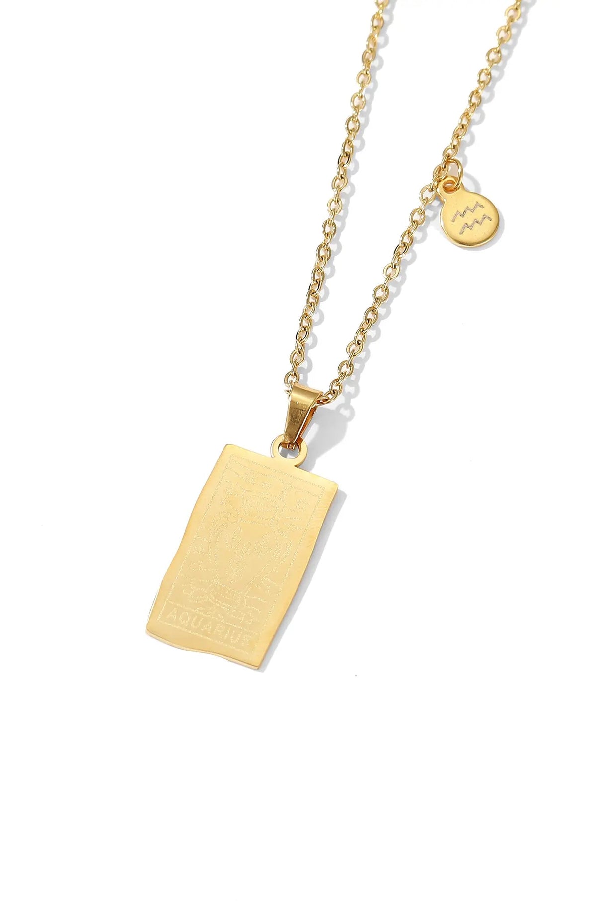 Original product photograph: Zodiac Sign Necklace — Gold / Aquarius