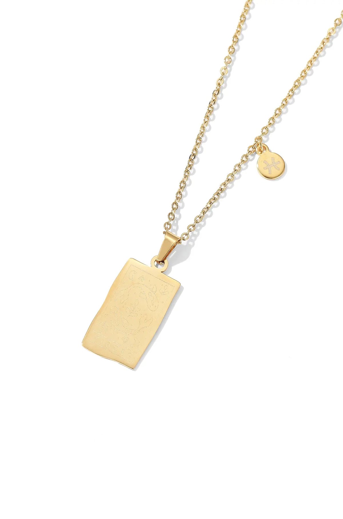 Original product photograph: Zodiac Sign Necklace — Gold / Pisces