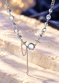 Styled editorial image of Starlight Opal Necklace; AI-created setting. Original product photo also included.