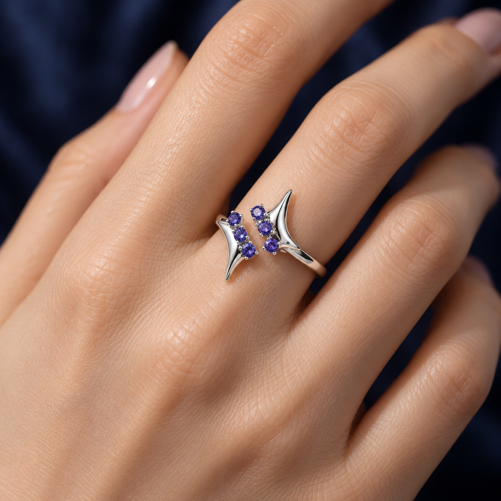 AI-generated on-body styling illustration of Starry Night Ring. Illustrative fit; refer to original product photos and measurements.