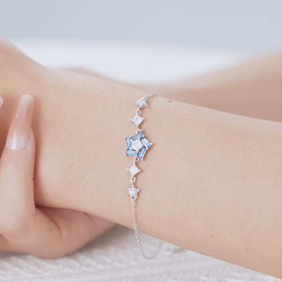 Stellar Blue Crystal Bracelet shown worn in motion.